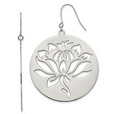Chisel Stainless Steel Polished Flower Cut out Dangle Shepherd Hook Earrings